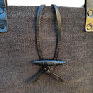 Switch Mien Hawaiian Womens Black Woven Tote Bag Leather Straps Toggle Closure Beach 3 image