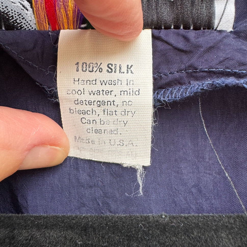 Fixsun Casual Vintage Silk Boho Festival Flowy Blouse Skirt Patchwork Set XL