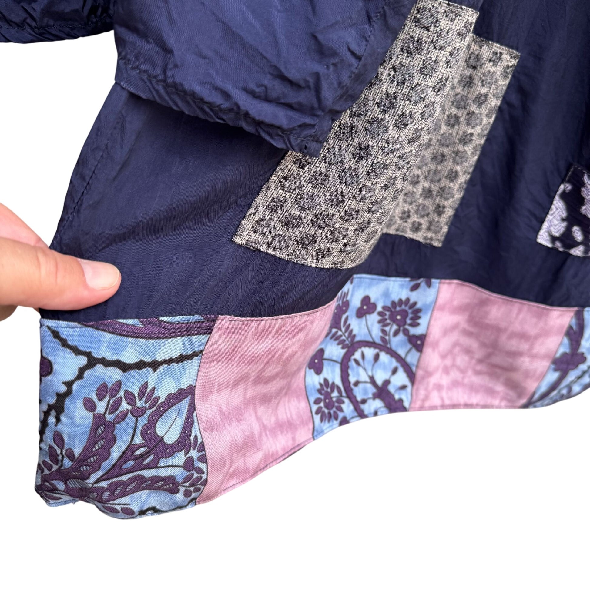 Fixsun Casual Vintage Silk Boho Festival Flowy Blouse Skirt Patchwork Set XL