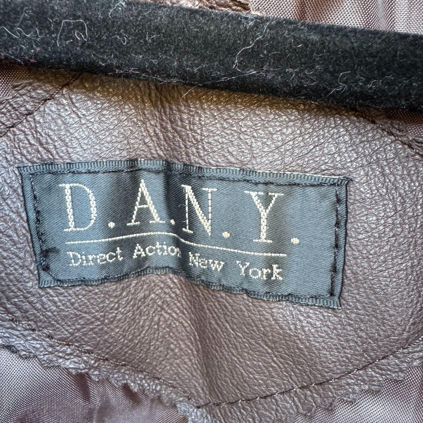 DANY Direct Action New York Vintage Womens Faux Fur Collar Long Leather Coat L