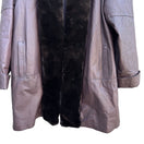 Switch DANY Direct Action New York Vintage Womens Faux Fur Collar Long Leather Coat L 3 image