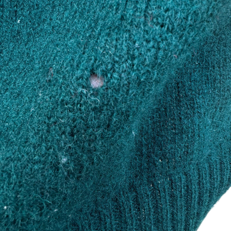 Braemar Vintage Womens Green Wool Knit Shetland Cardigan Sweater Button Defects
