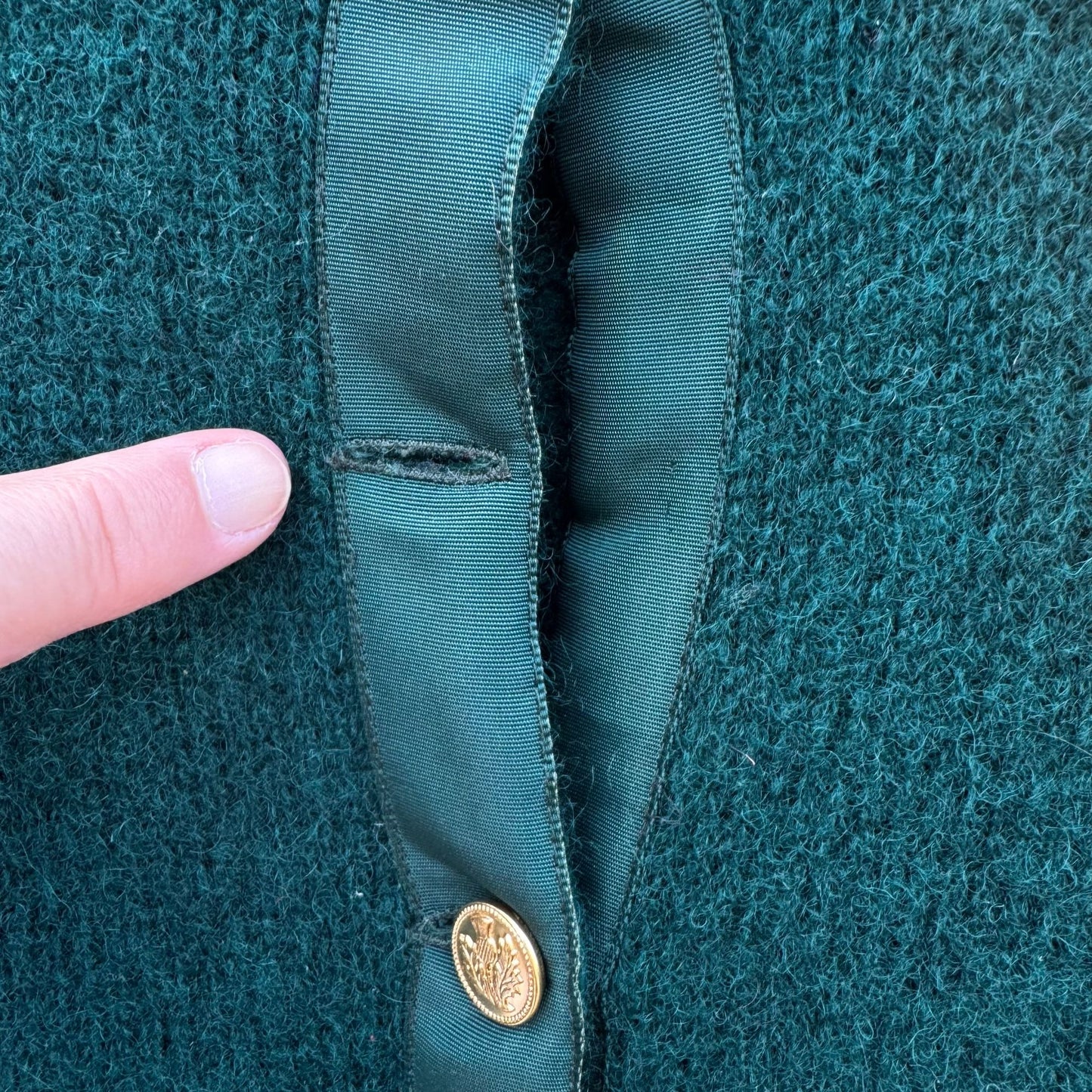 Braemar Vintage Womens Green Wool Knit Shetland Cardigan Sweater Button Defects