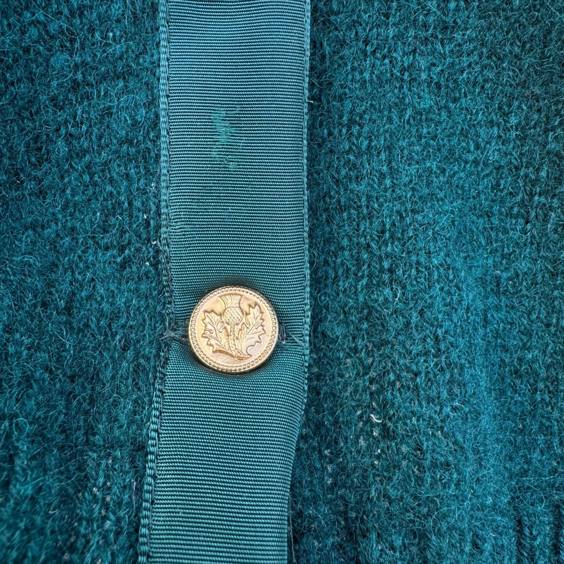 Braemar Vintage Womens Green Wool Knit Shetland Cardigan Sweater Button Defects