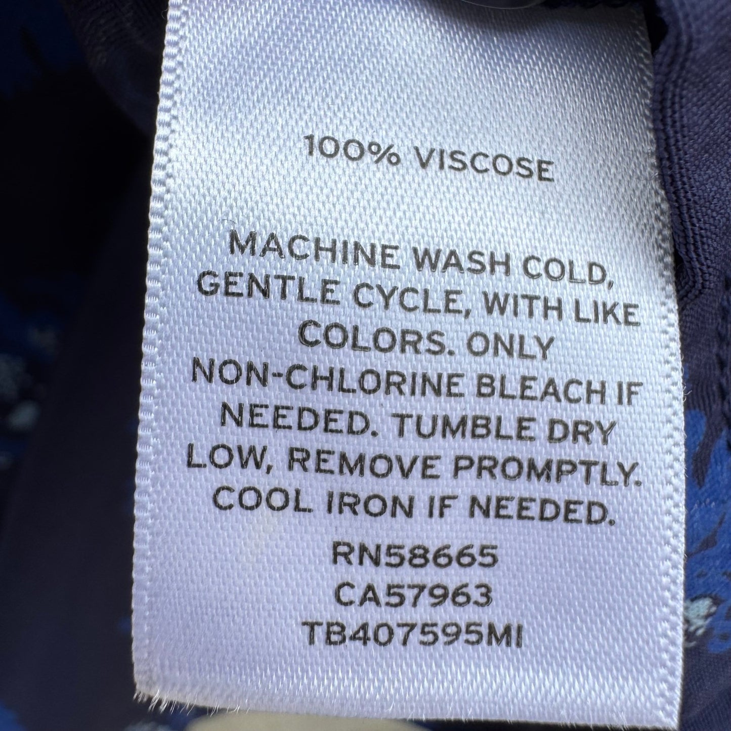 Treasure & Bond Womens Navy Floral Tie Waist Wrists Notched Collar Blouse S NEW