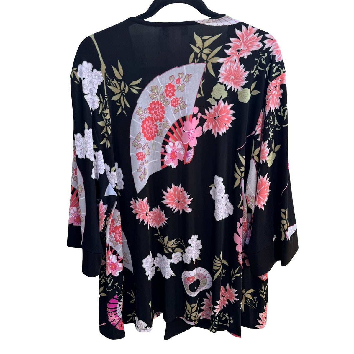 Carolyn Strauss Y2K Art Deco Whimsigoth Floral Frog Closure Kimono Cardigan L