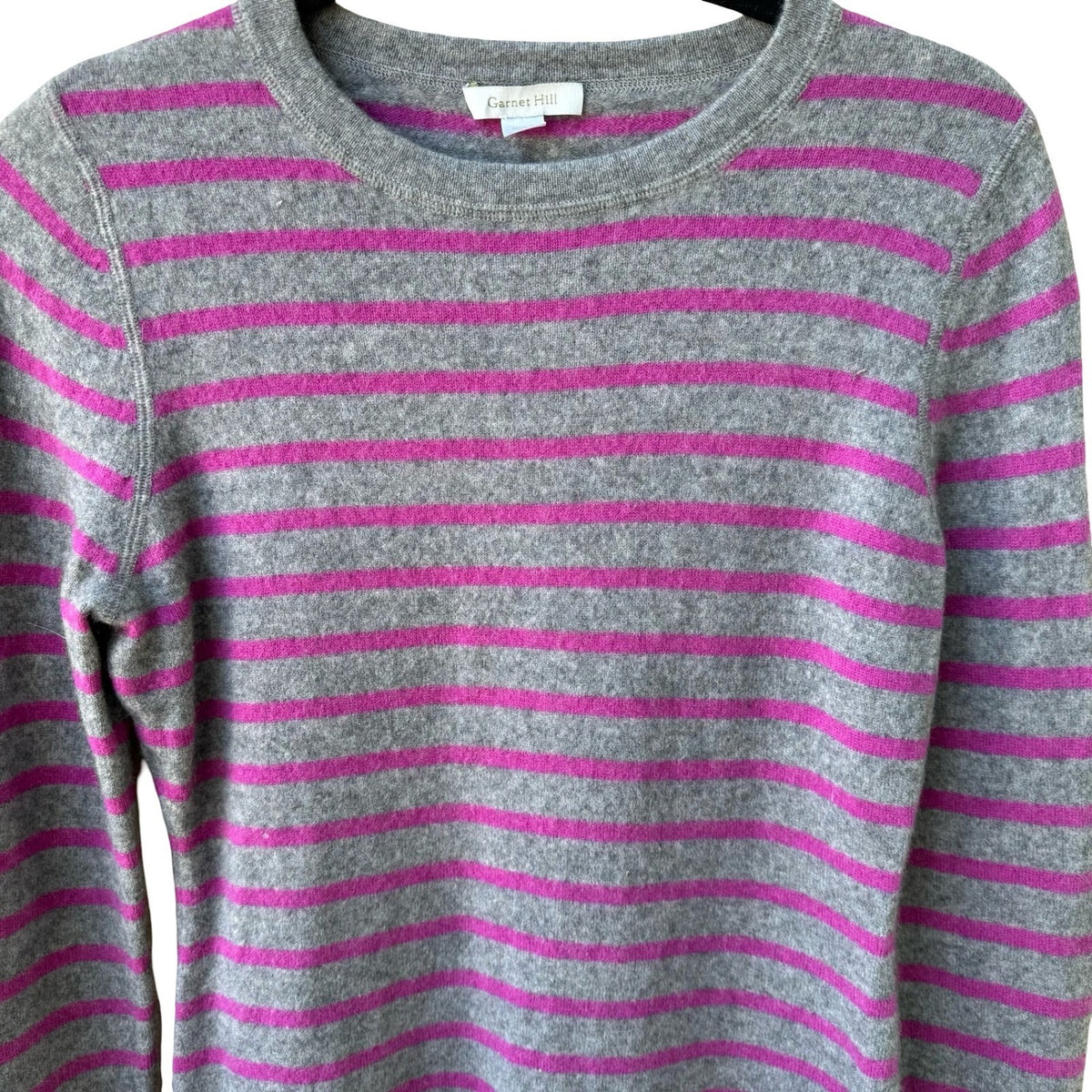 Garnet Hill Striped Cashmere Preppy Quiet Luxury Layering Pullover Sweater M