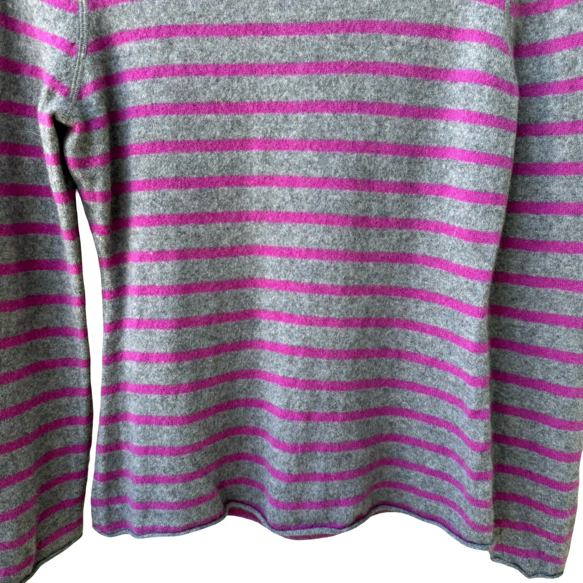 Garnet Hill Striped Cashmere Preppy Quiet Luxury Layering Pullover Sweater M