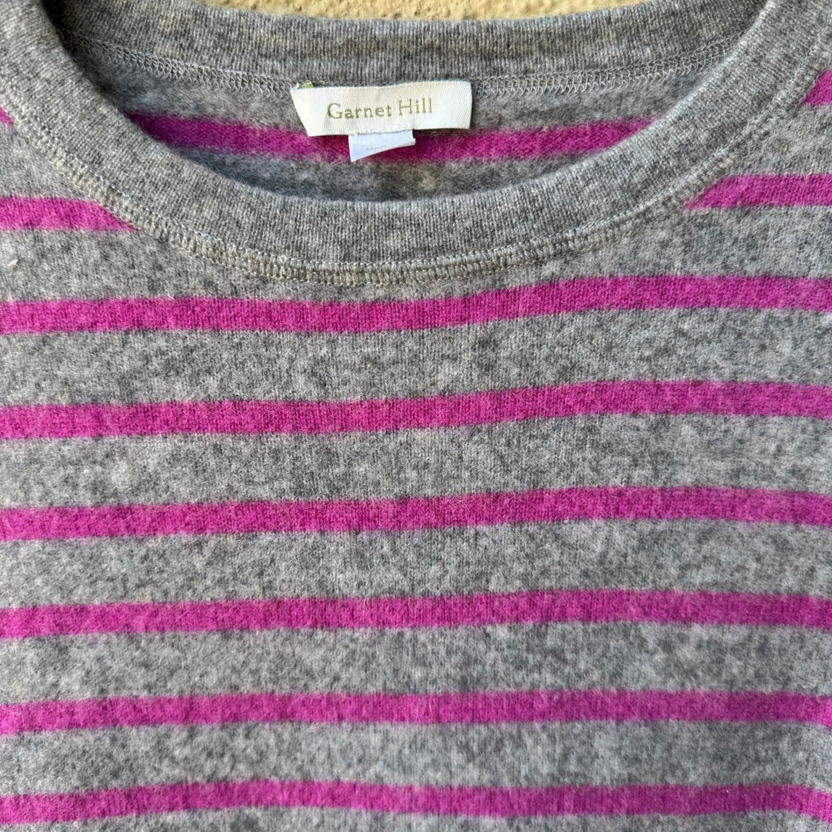 Garnet Hill Striped Cashmere Preppy Quiet Luxury Layering Pullover Sweater M