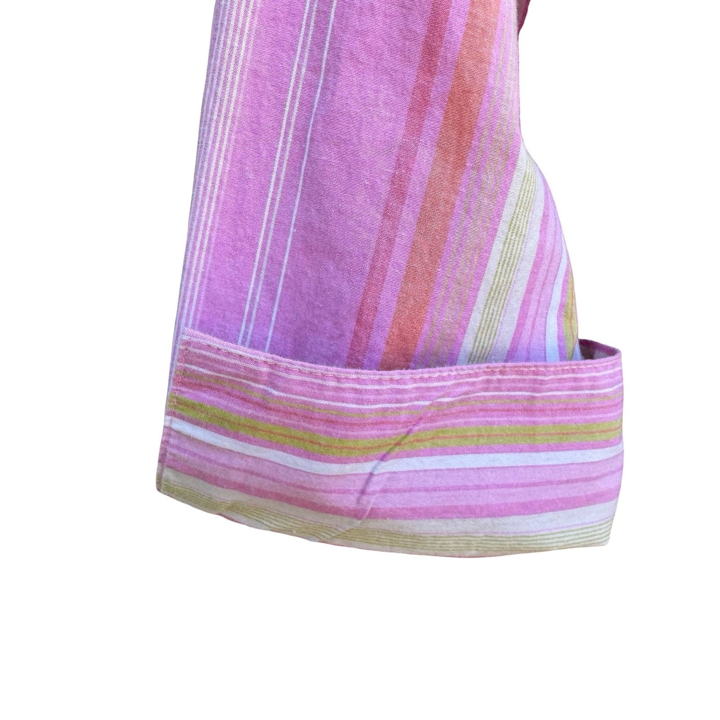 Jamaica Bay Coastal Preppy Beachy Striped 3/4 Sleeve Pineapple Logo Shirt Pink L