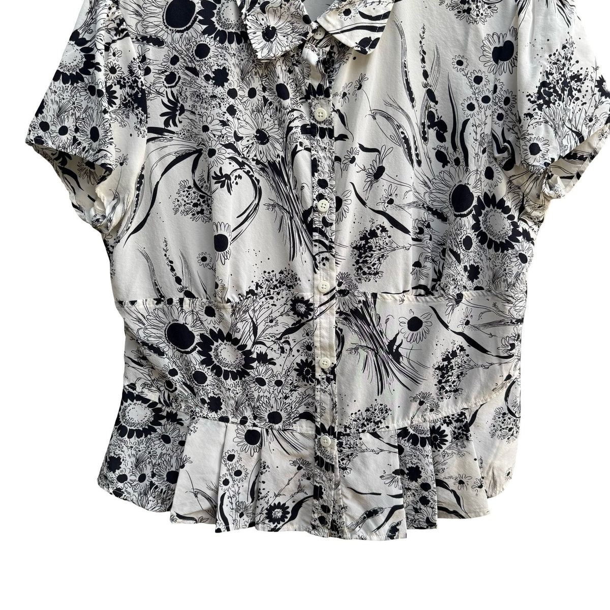 Liberte by Emanuel Cottagecore Coquette French Girl Floral Silk Peplum Blouse 8