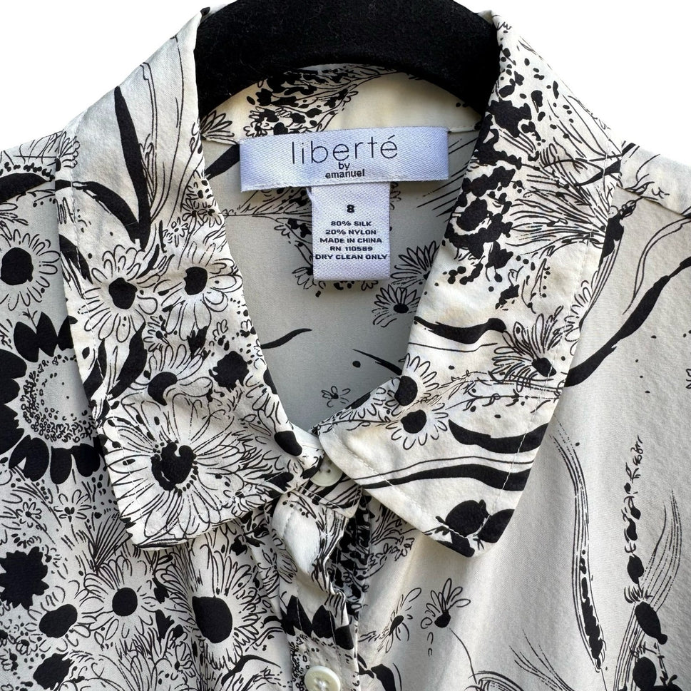 Liberte by Emanuel Cottagecore Coquette French Girl Floral Silk Peplum Blouse 8