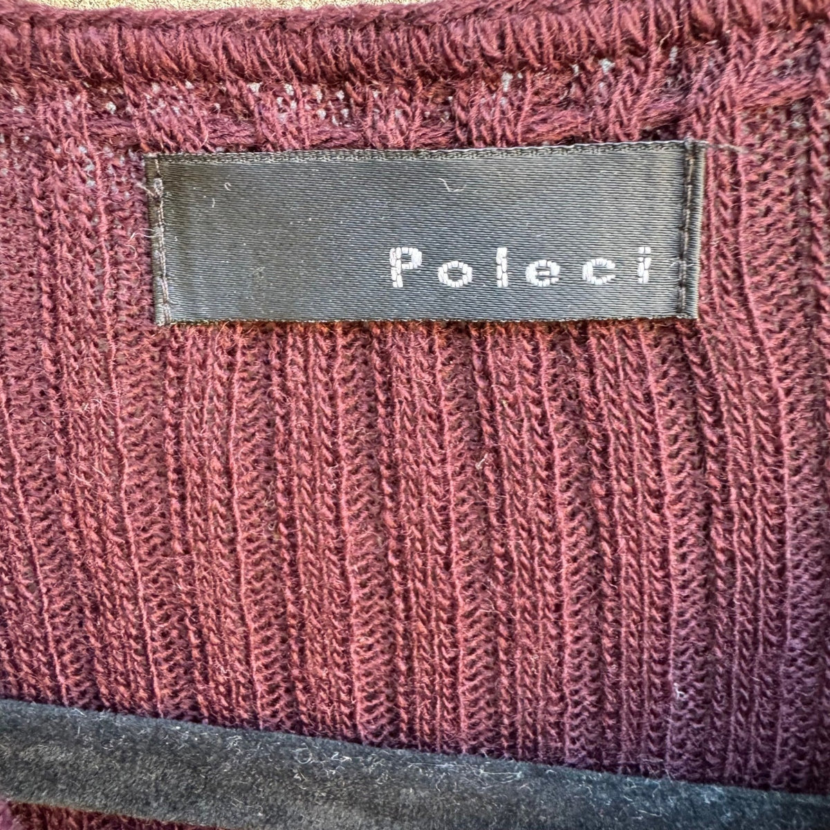 Poleci Y2K Coquette Balletcore Fairy Ribbed Pointelle Peplum Cardigan Burgundy XS