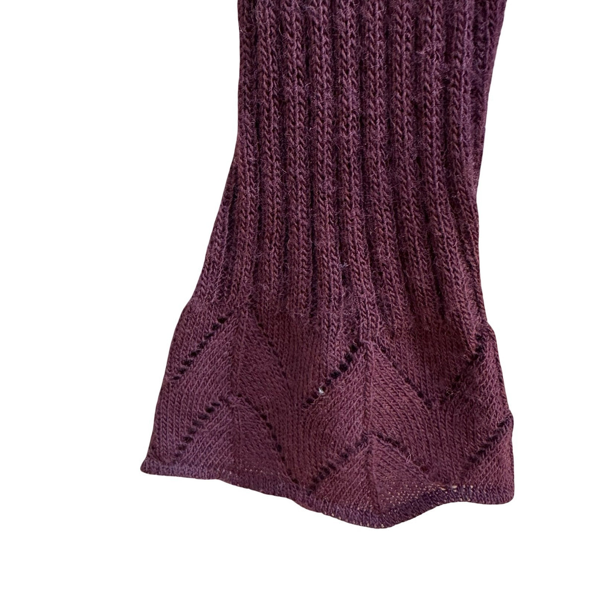 Poleci Y2K Coquette Balletcore Fairy Ribbed Pointelle Peplum Cardigan Burgundy XS