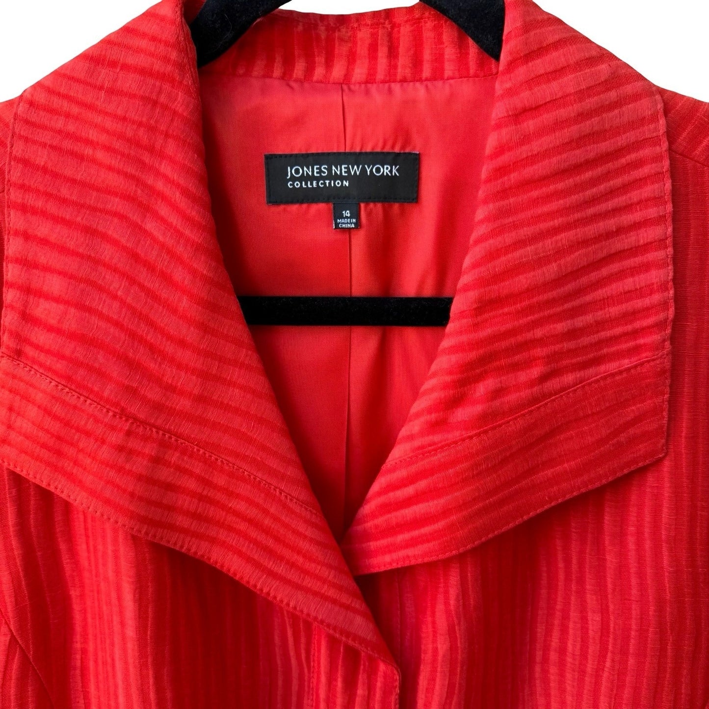 Jones New York Collection Linen Silk Luxury Blazer Jacket Tomato Red 14 NEW