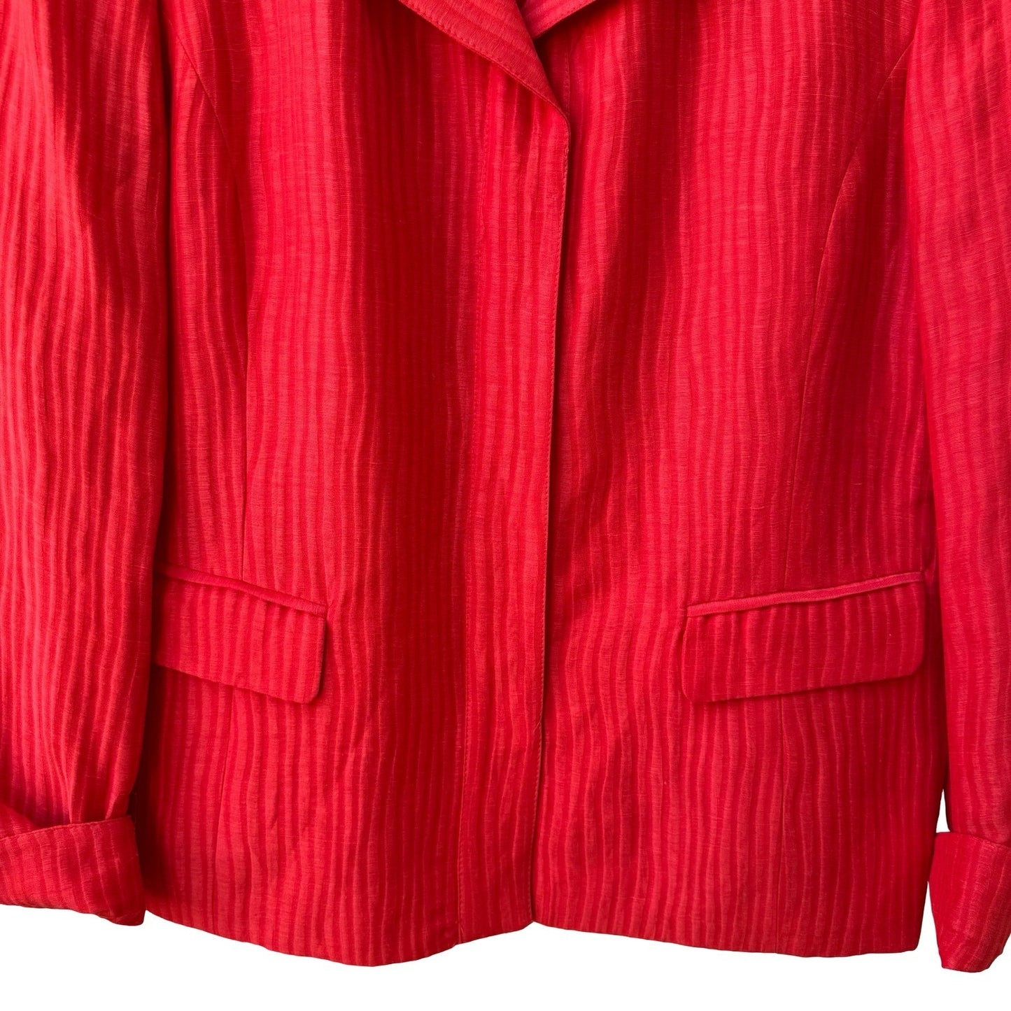 Jones New York Collection Linen Silk Luxury Blazer Jacket Tomato Red 14 NEW