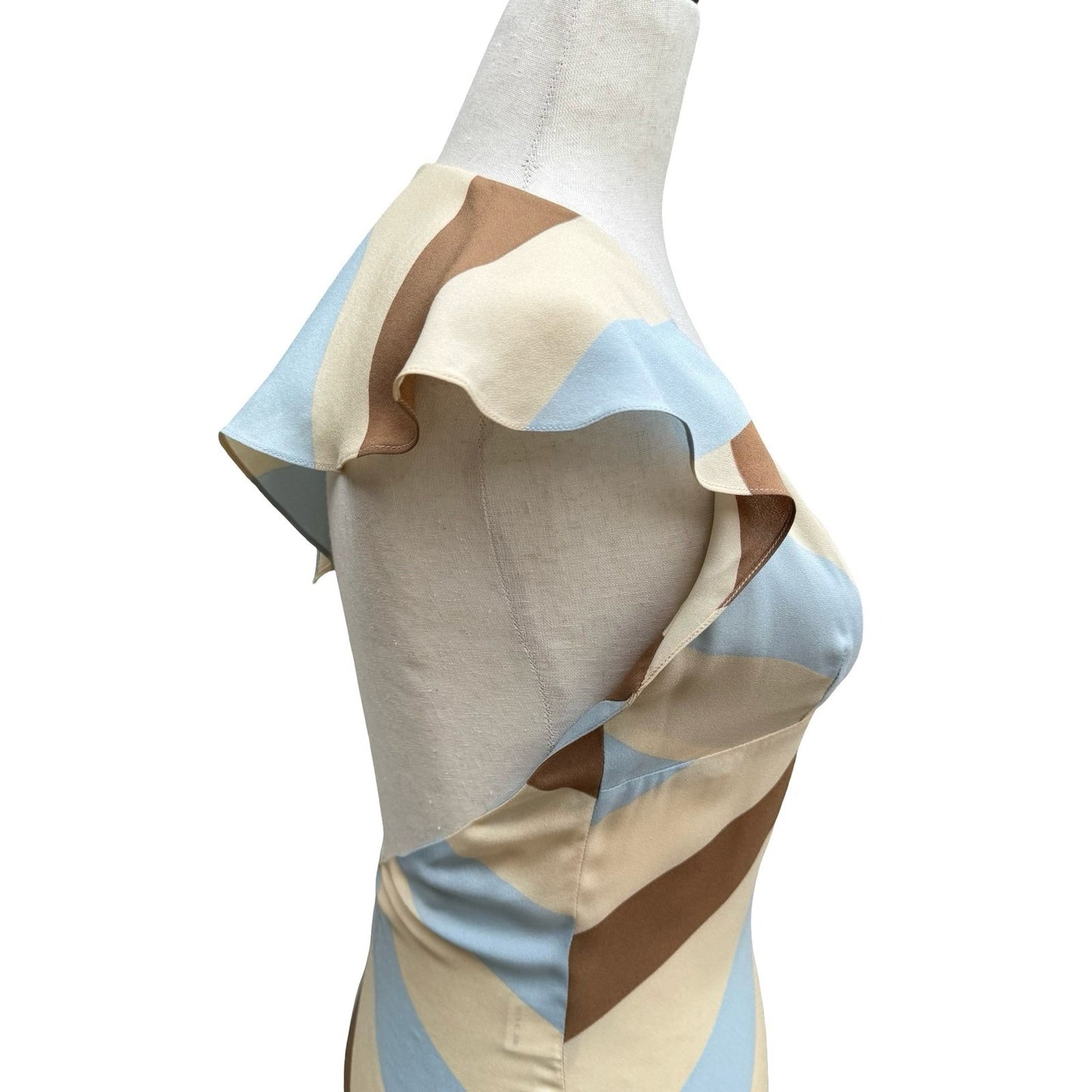 Santisima Silk Feminine Bias Cut Midi Dress Open Back Resortwear Wedding Guest S
