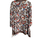 Switch Maggie Barnes Womens Beaded Paisley Boho Flowy Brown Semi Sheer Tunic Blouse 3X 2 image