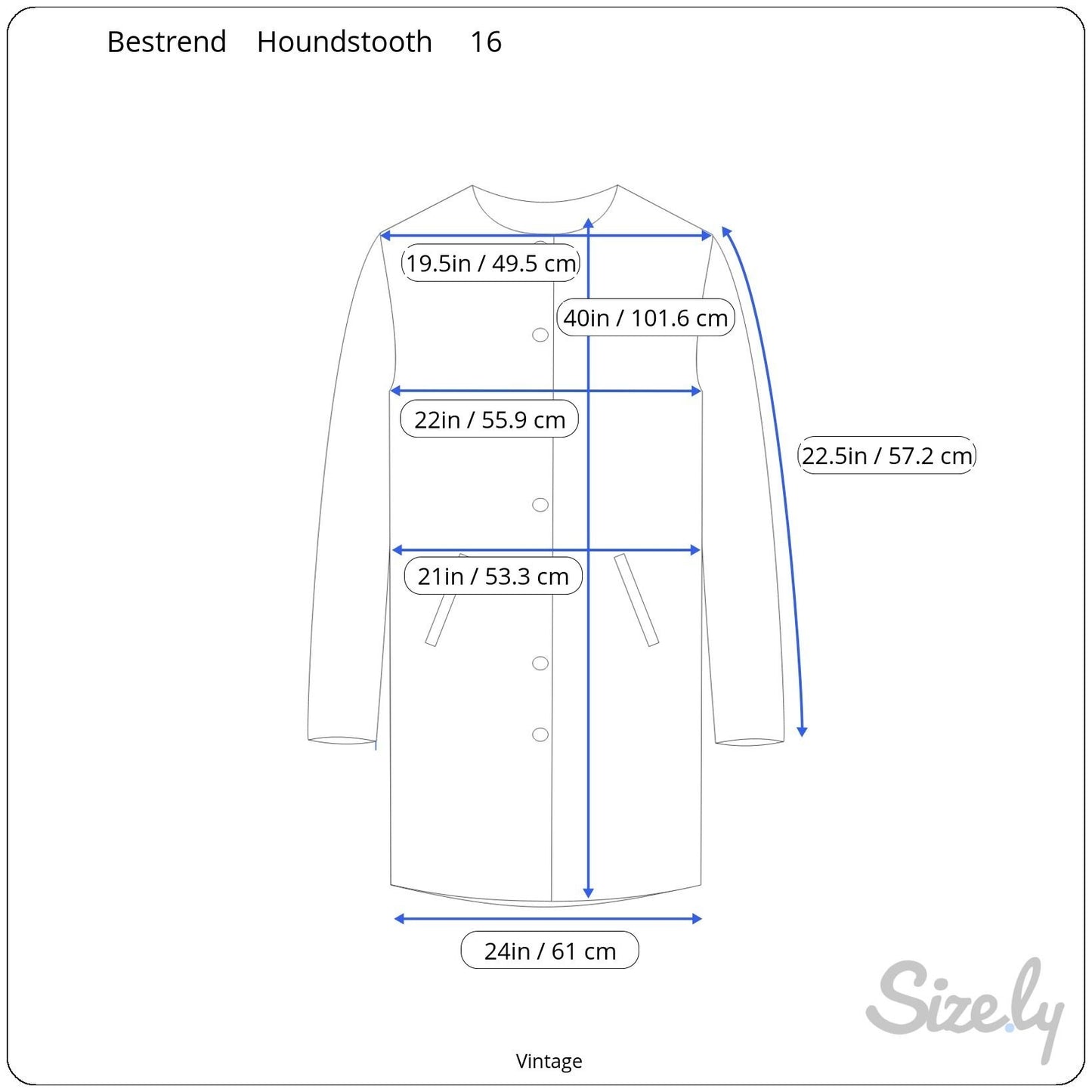 Bestrend Vintage Black & White Houndstooth Wool Blend Chic Outerwear Dress Coat