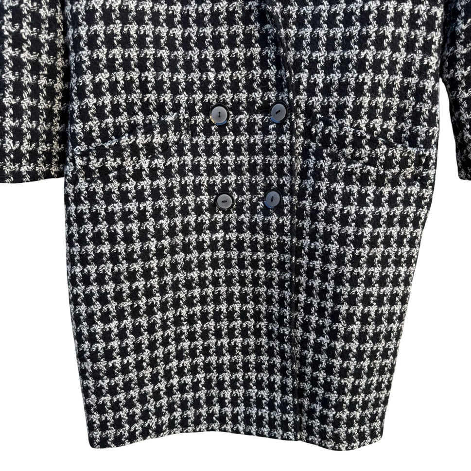 Bestrend Vintage Black & White Houndstooth Wool Blend Chic Outerwear Dress Coat