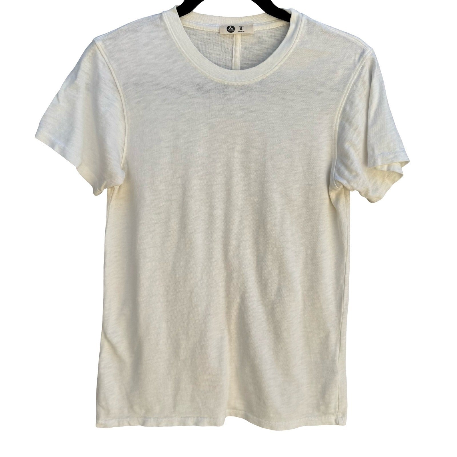 American Giant USA Supima Cotton Sustainable Slub Crew Neck Shirt White Womens S