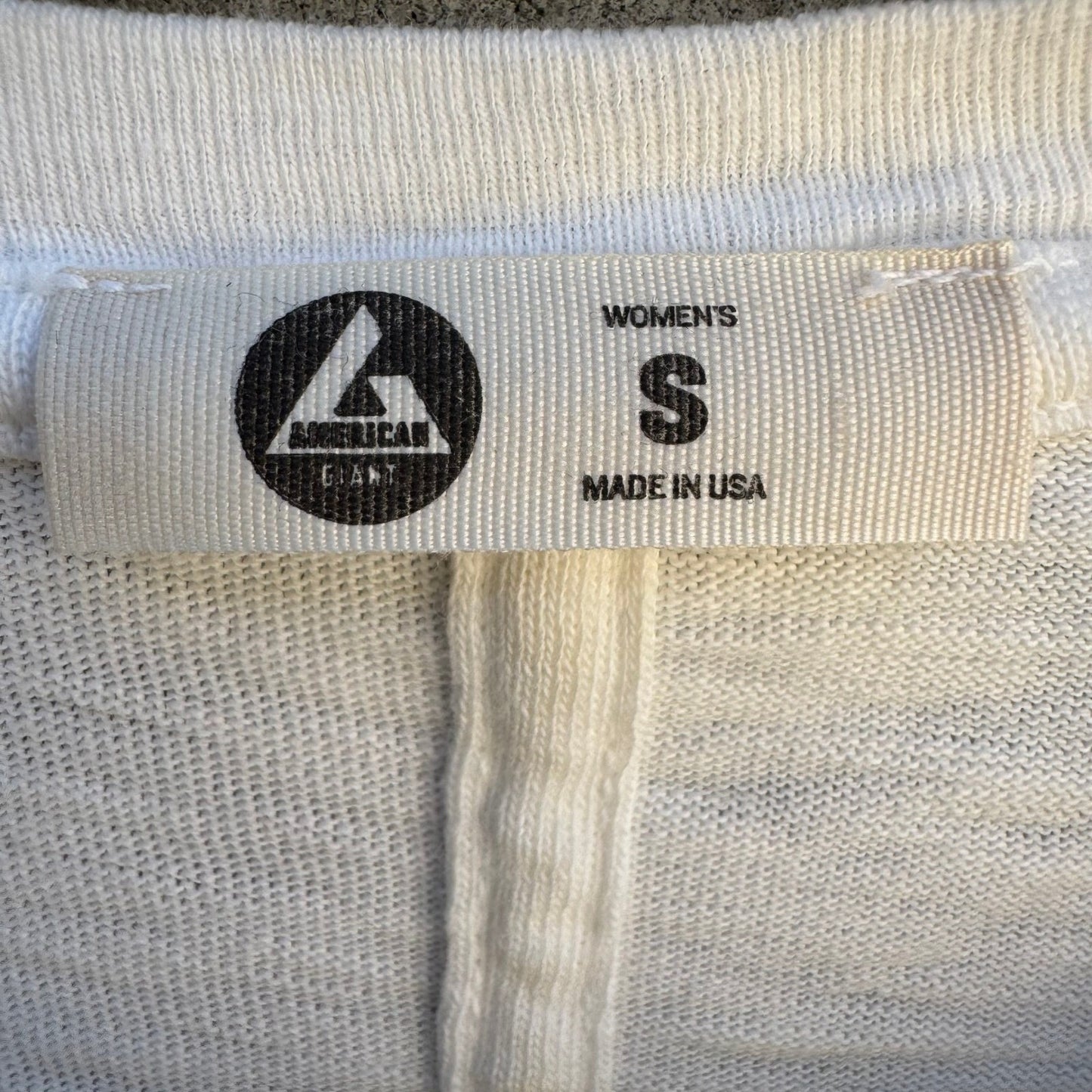 American Giant USA Supima Cotton Sustainable Slub Crew Neck Shirt White Womens S