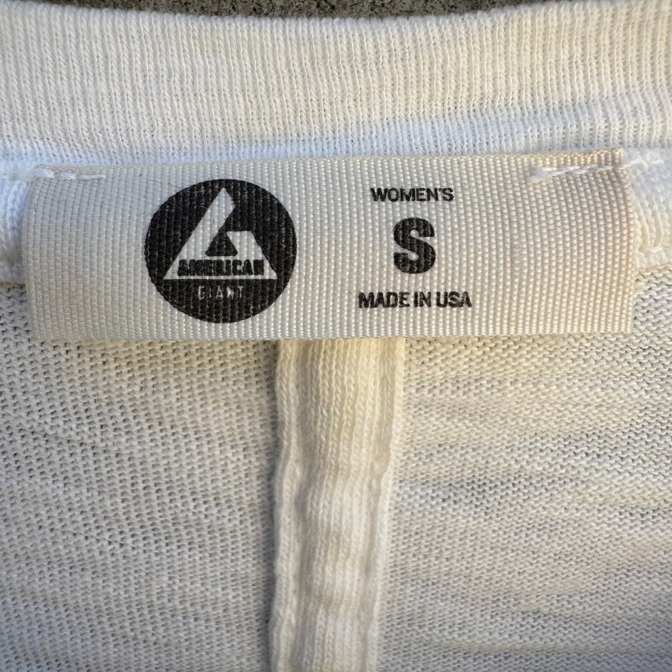 American Giant USA Supima Cotton Sustainable Slub Crew Neck Shirt White Womens S