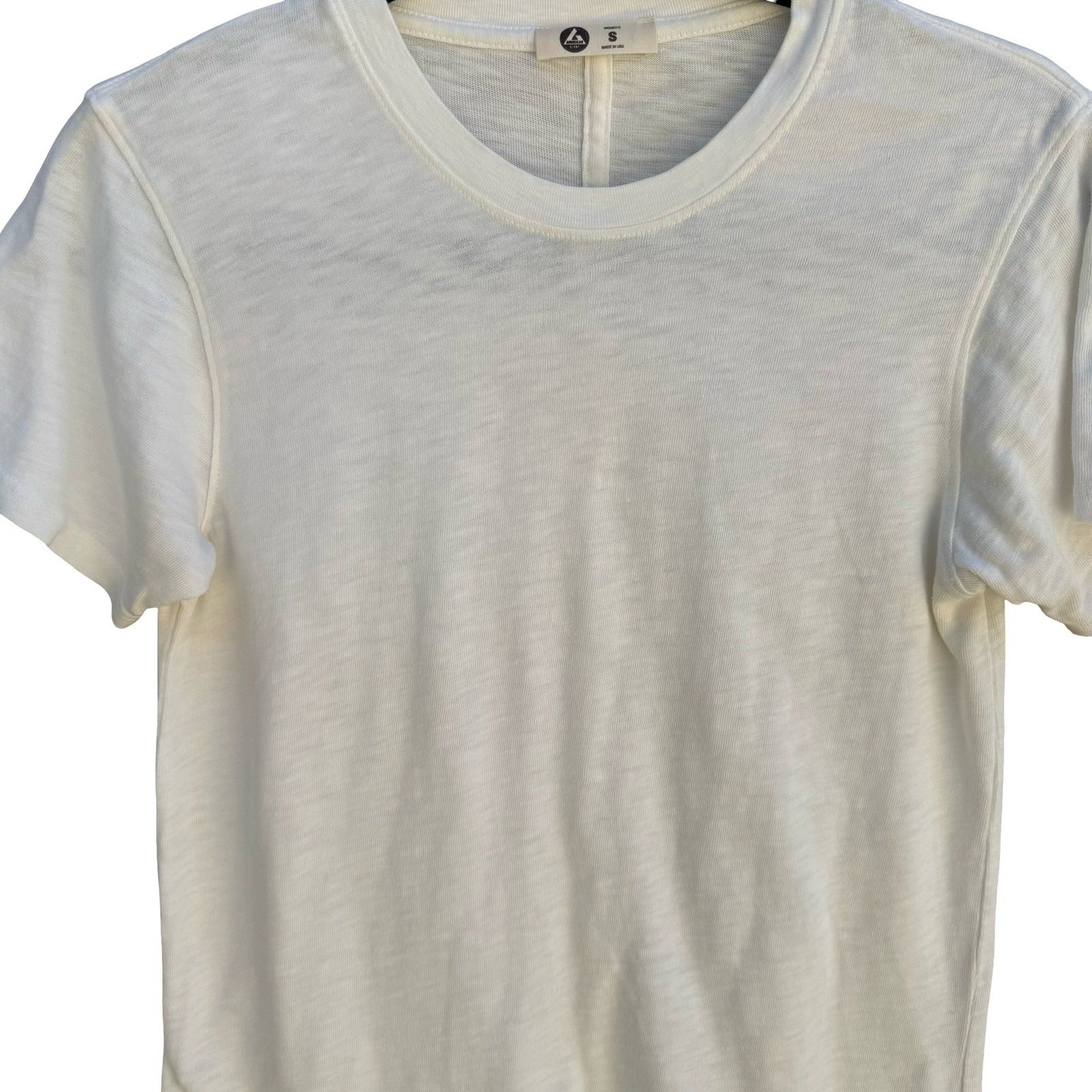 American Giant USA Supima Cotton Sustainable Slub Crew Neck Shirt White Womens S