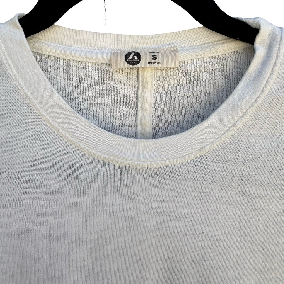 American Giant USA Supima Cotton Sustainable Slub Crew Neck Shirt White Womens S
