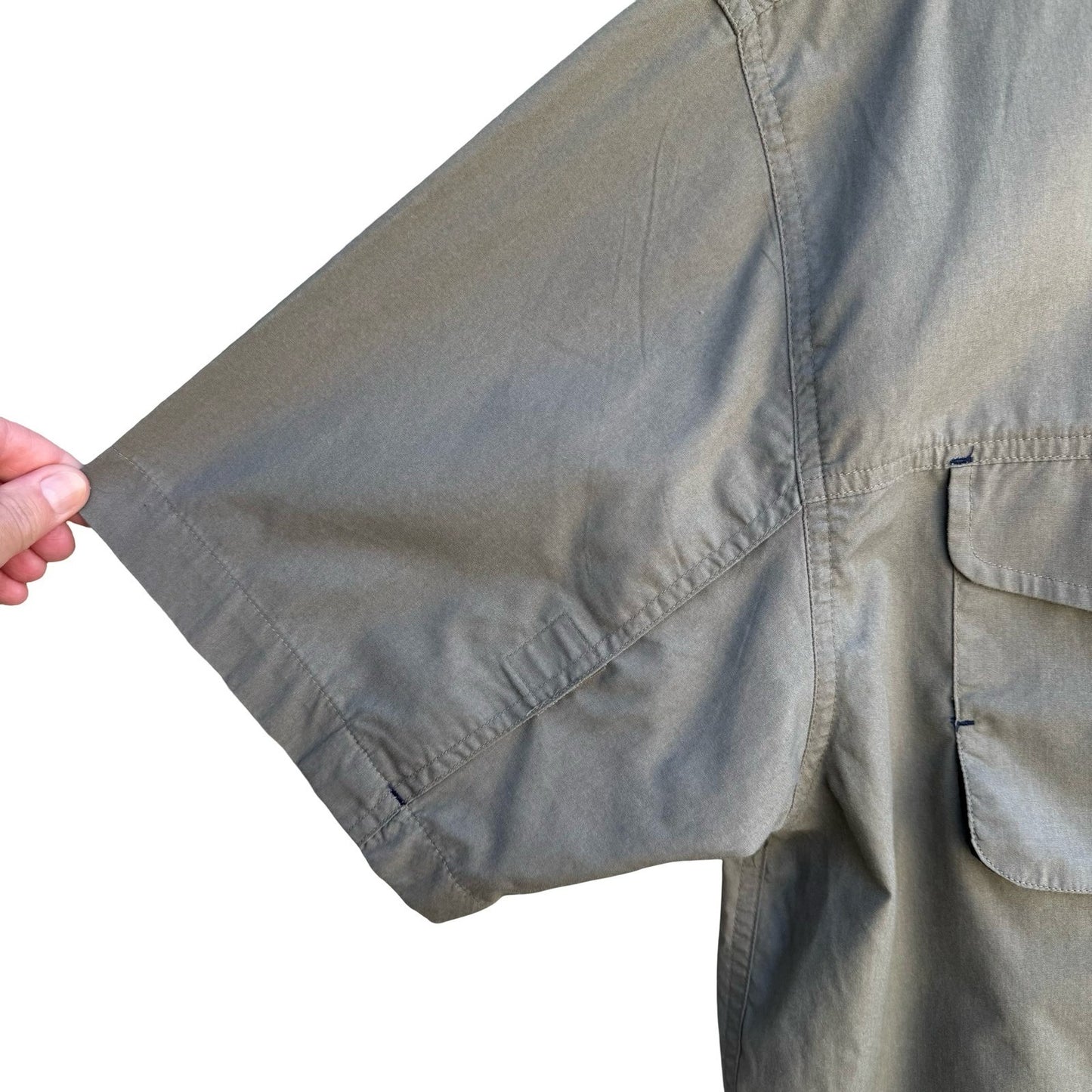 Field & Stream Mens L Short Sleeve Fishing Shirt Khaki Mesh Back Utility Vented