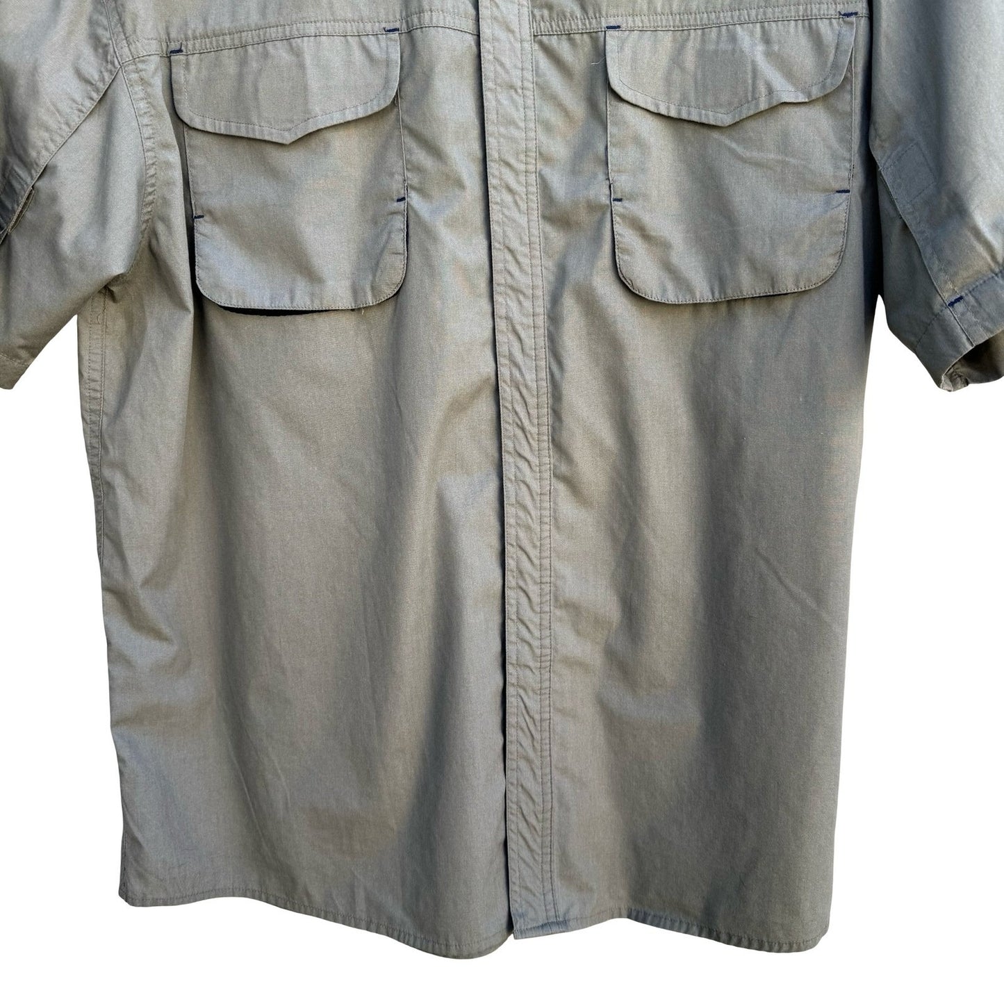 Field & Stream Mens L Short Sleeve Fishing Shirt Khaki Mesh Back Utility Vented