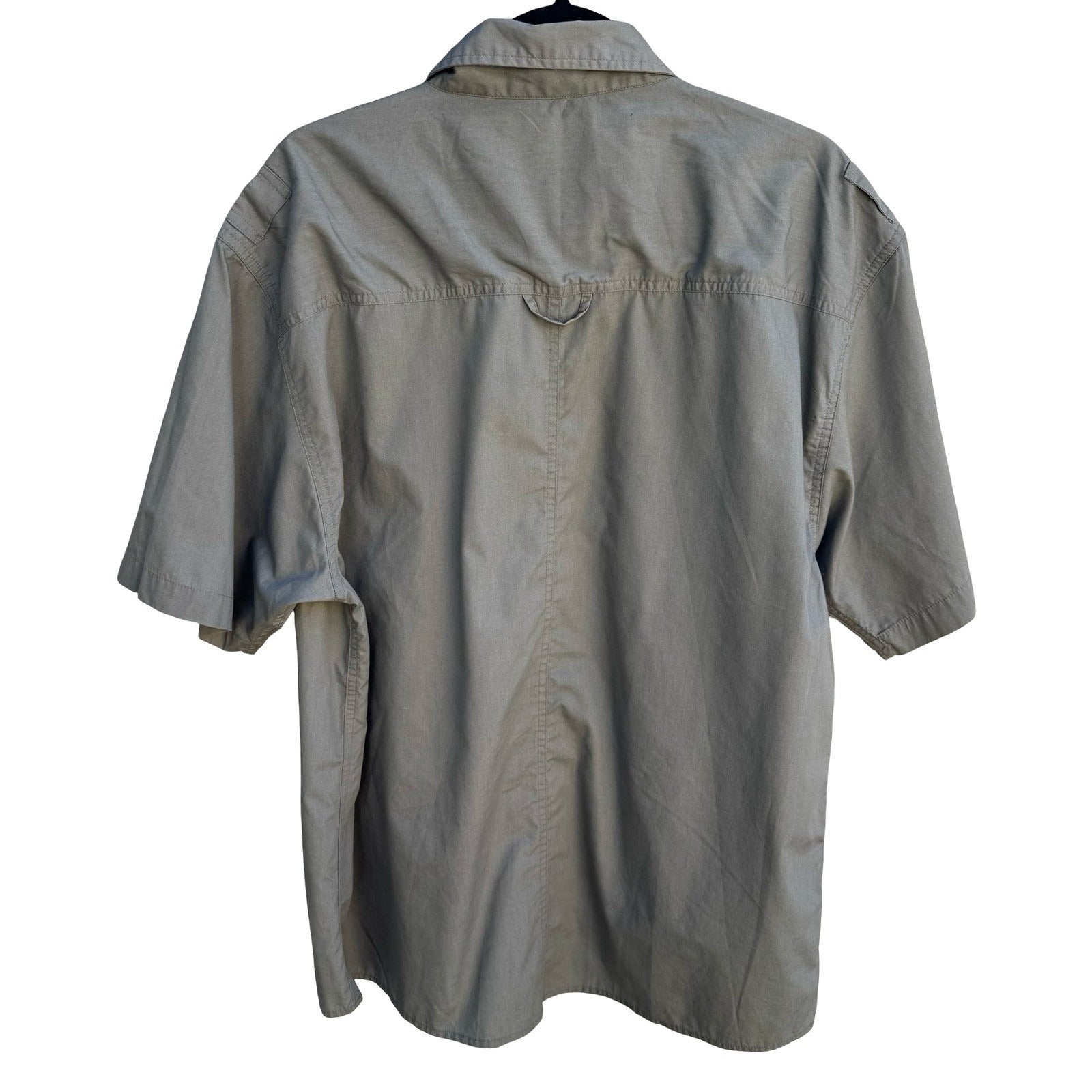 Field & Stream Mens L Short Sleeve Fishing Shirt Khaki Mesh Back Utility Vented