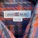 Switch Hanjin Vintage Korean Plaid Button-Up Shirt Red Blue Long Sleeve Classic Retro M 2 image