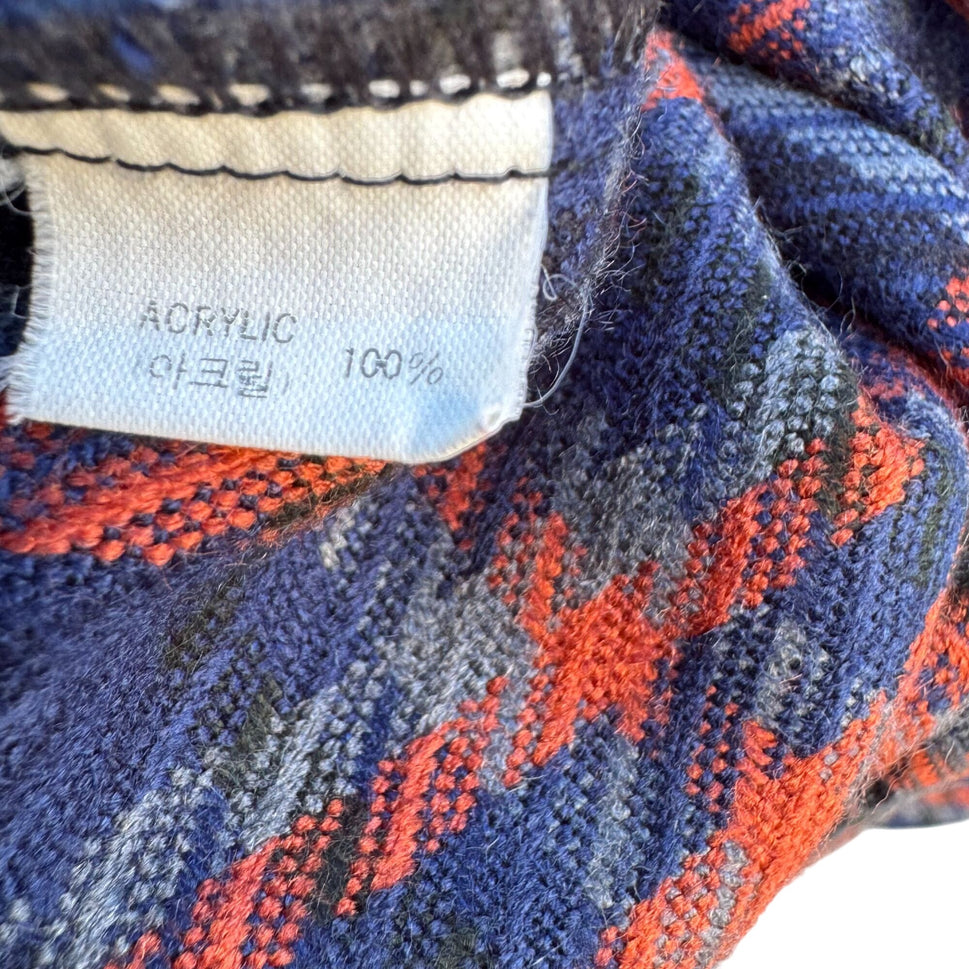 Hanjin Vintage Korean Plaid Button-Up Shirt Red Blue Long Sleeve Classic Retro M