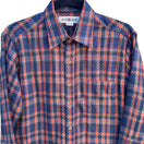 Switch Hanjin Vintage Korean Plaid Button-Up Shirt Red Blue Long Sleeve Classic Retro M 3 image
