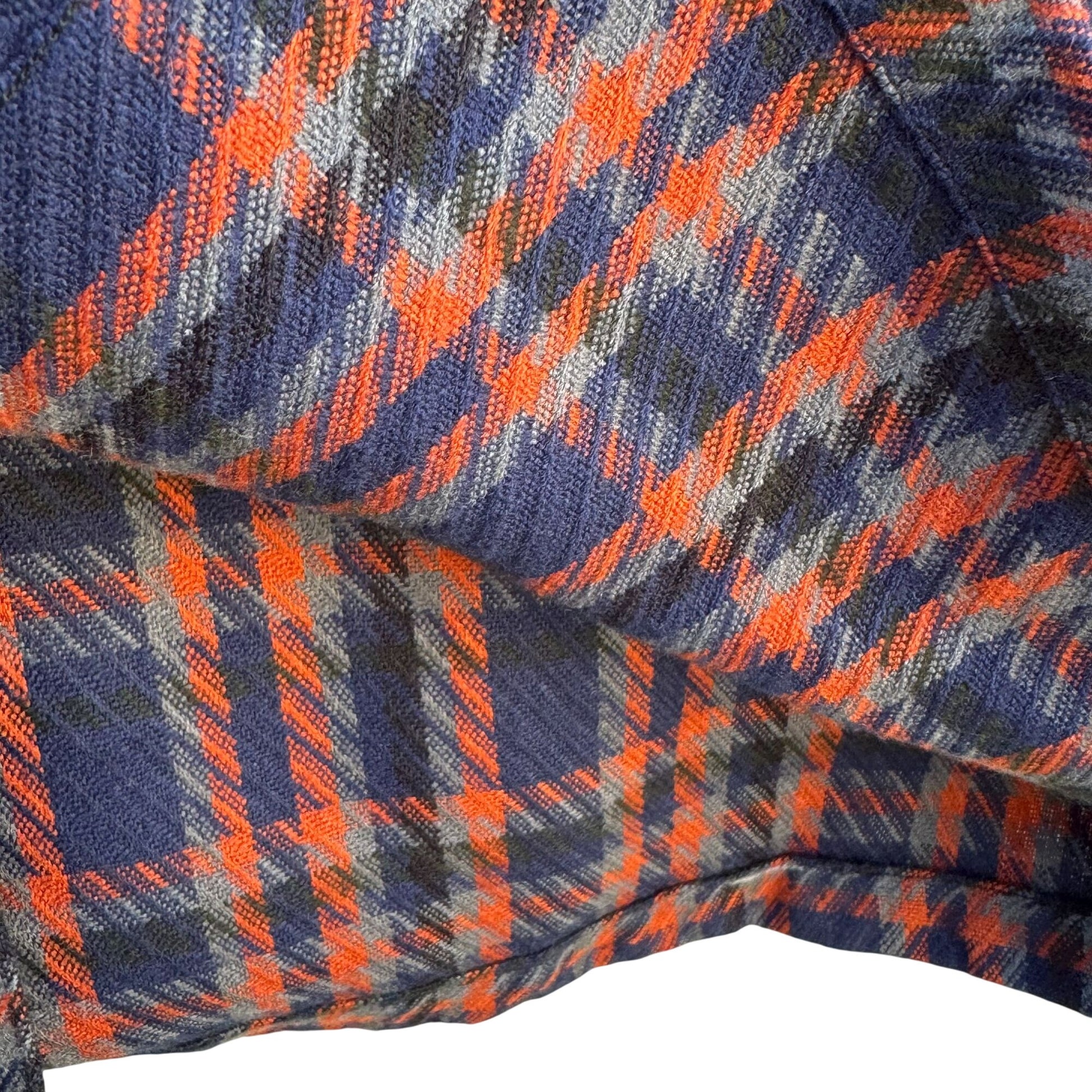 Hanjin Vintage Korean Plaid Button-Up Shirt Red Blue Long Sleeve Classic Retro M