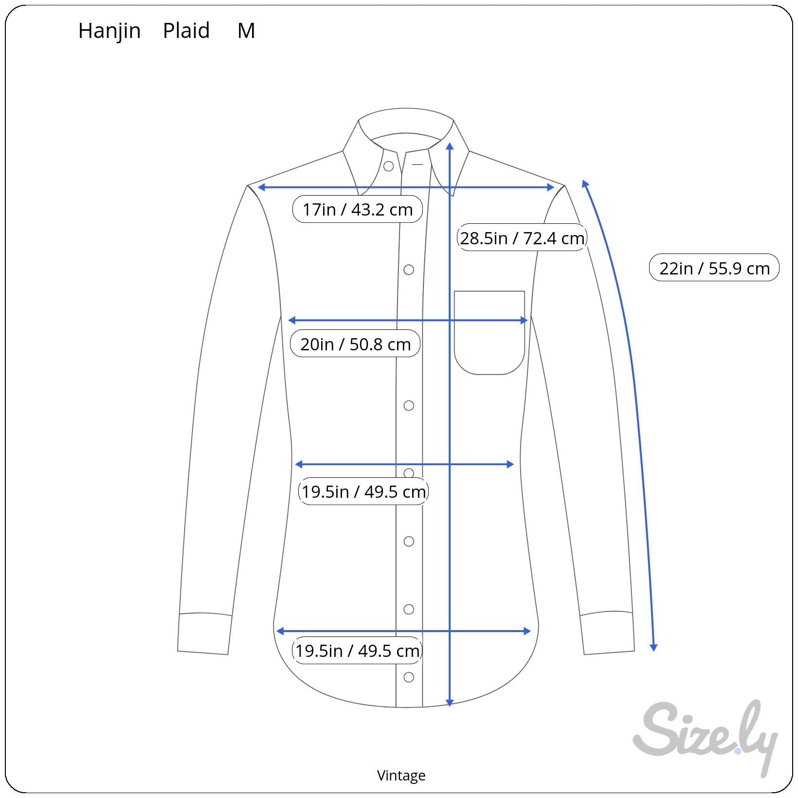 Hanjin Vintage Korean Plaid Button-Up Shirt Red Blue Long Sleeve Classic Retro M