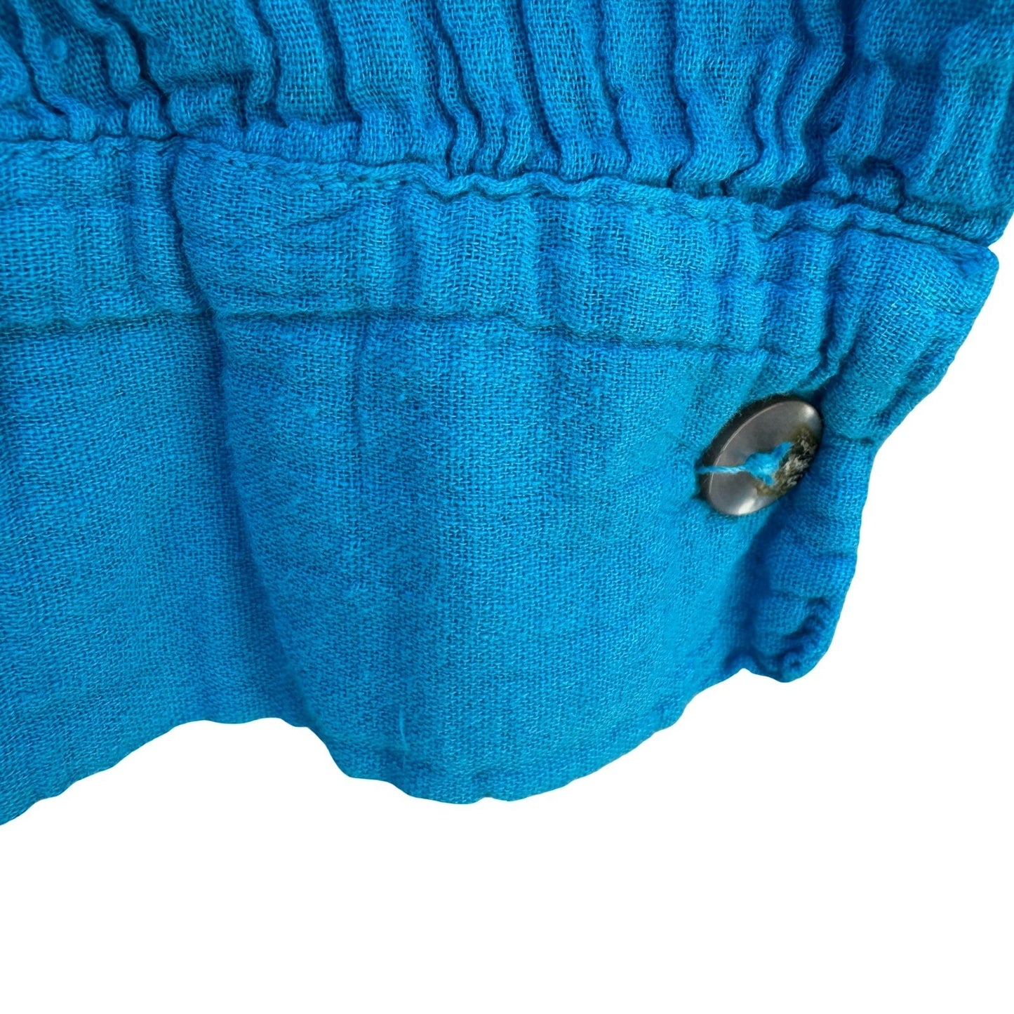 Jucesos Turquoise Blue Cotton Gauze Kaftan Dress Long Sleeve One Size Resortwear