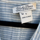 Switch Lucky Brand Indian Cotton Linen Striped Henley Blouse Coastal Boho Blue Womens S 2 image