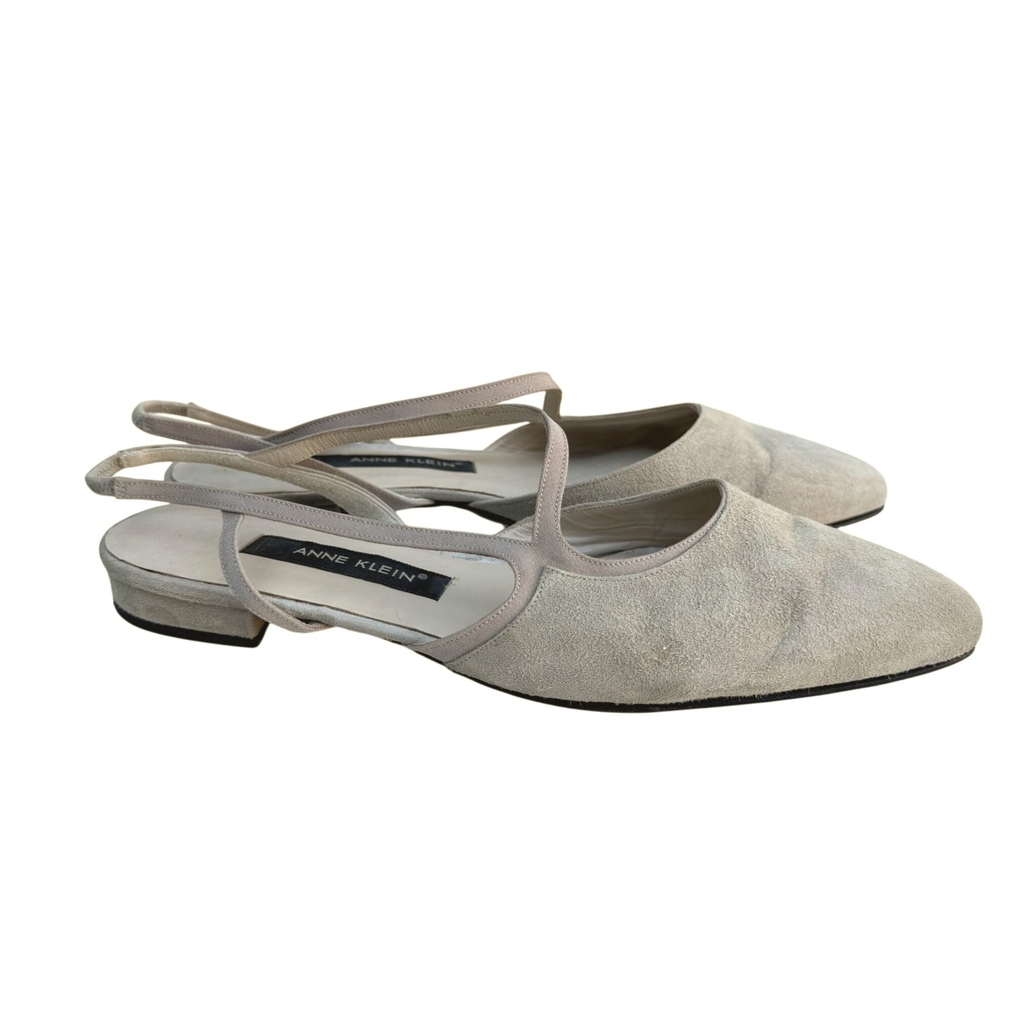 Anne Klein Womens Stone Suede Leather Slingback Round Toe Flats With Box 11B