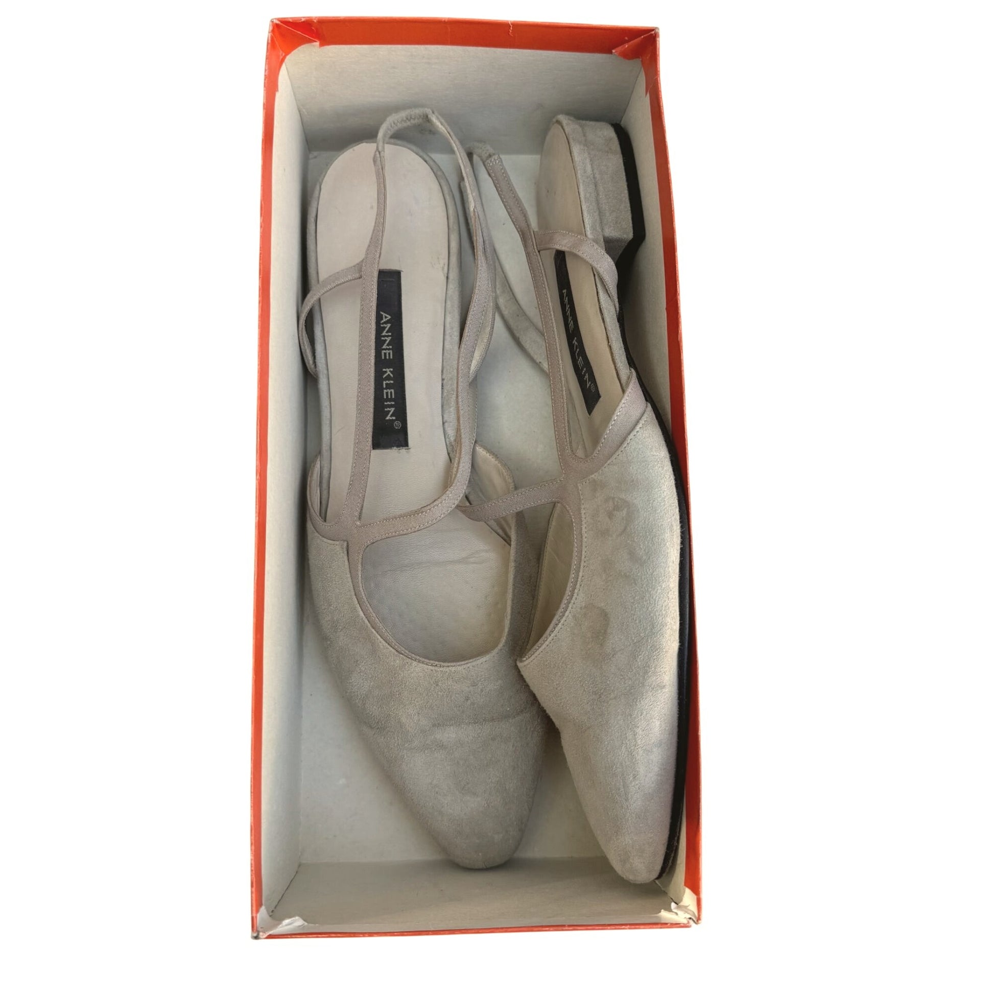 Anne Klein Womens Stone Suede Leather Slingback Round Toe Flats With Box 11B