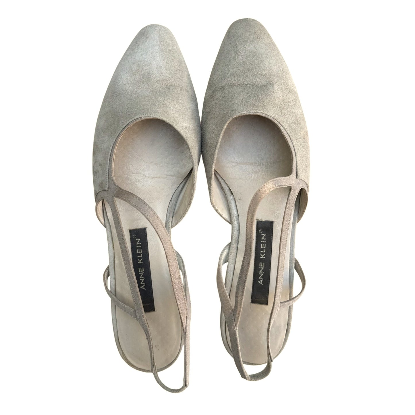 Anne Klein Womens Stone Suede Leather Slingback Round Toe Flats With Box 11B