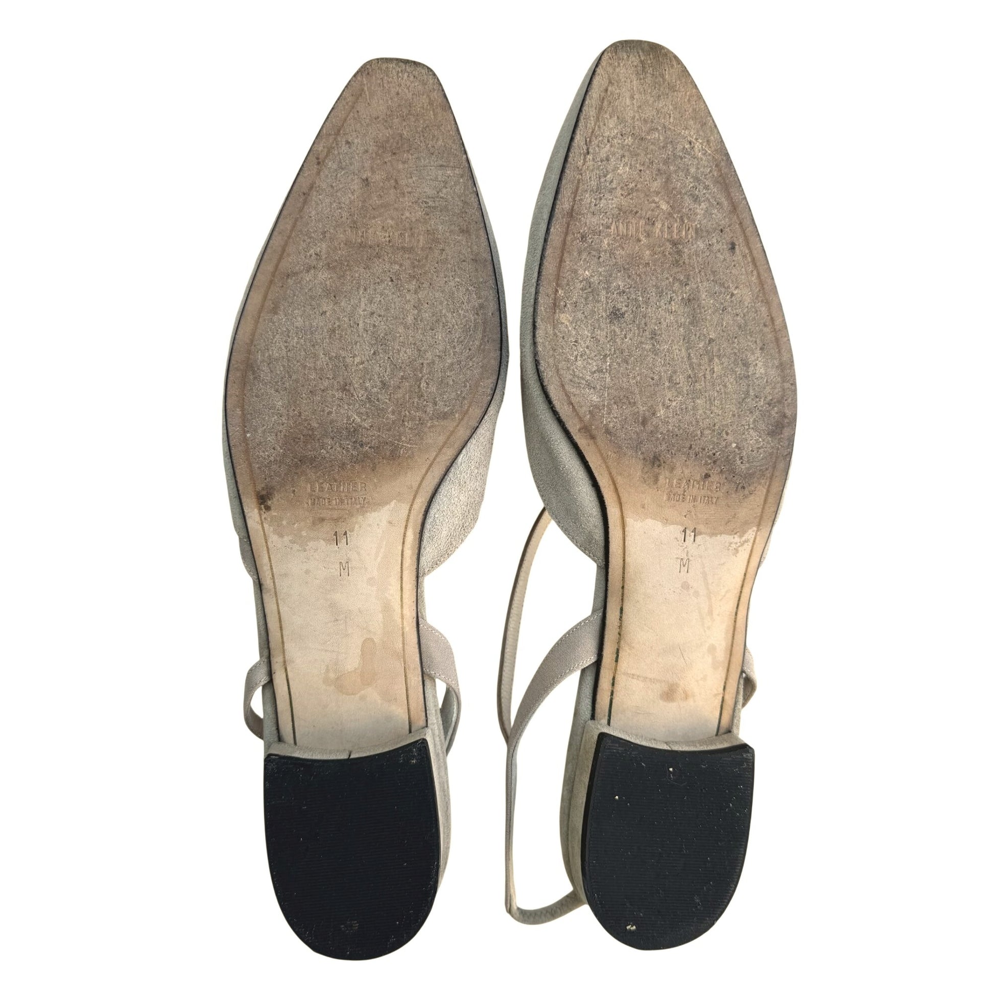 Anne Klein Womens Stone Suede Leather Slingback Round Toe Flats With Box 11B