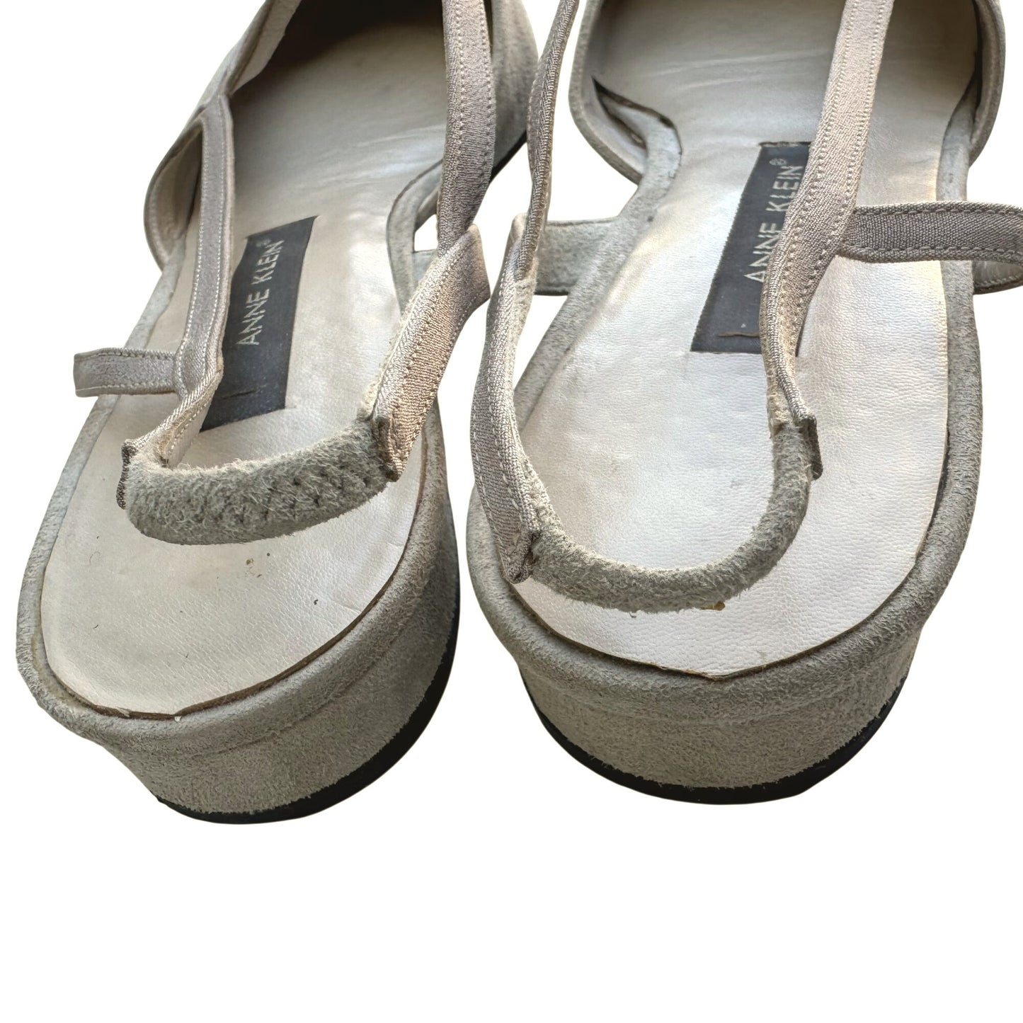 Anne Klein Womens Stone Suede Leather Slingback Round Toe Flats With Box 11B