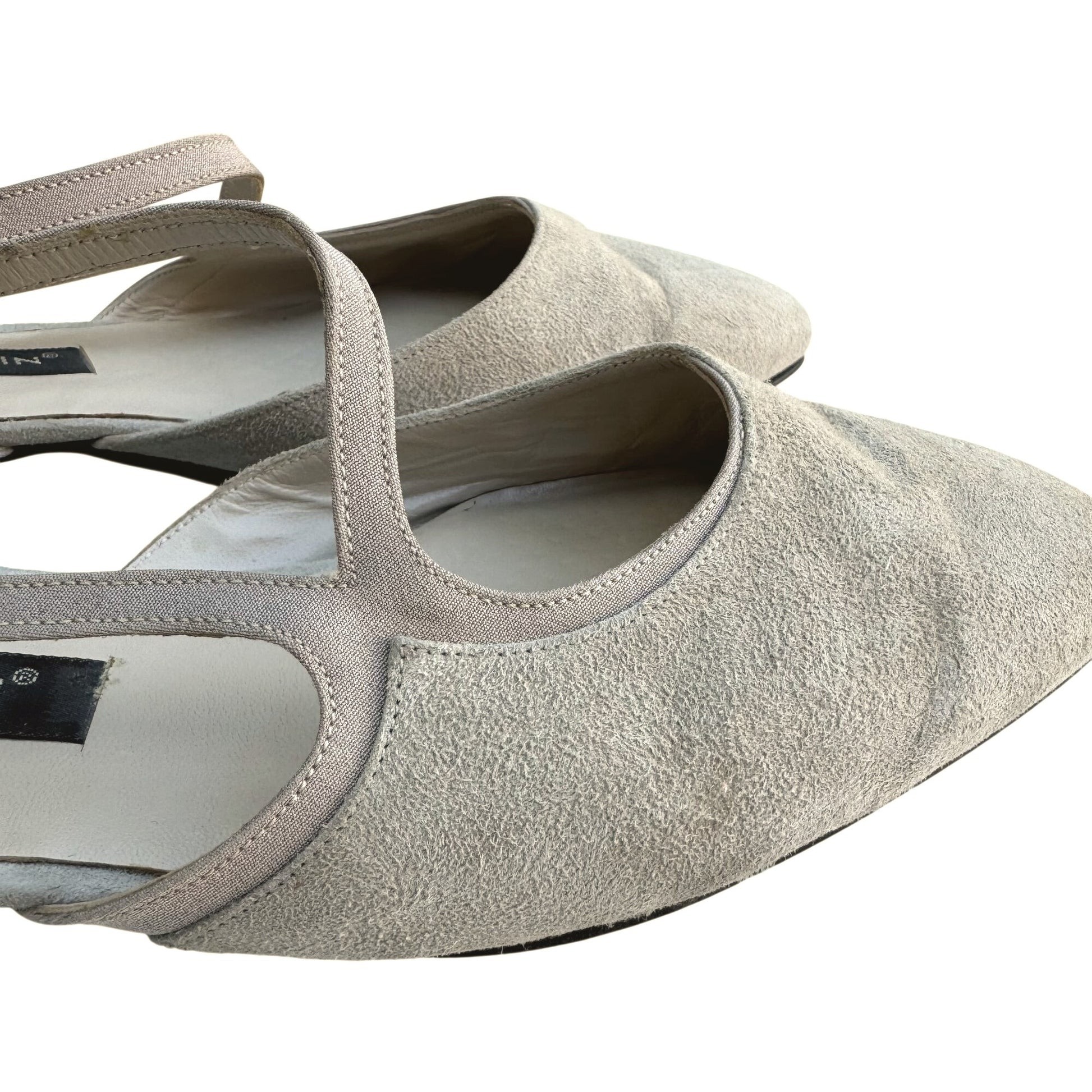 Anne Klein Womens Stone Suede Leather Slingback Round Toe Flats With Box 11B