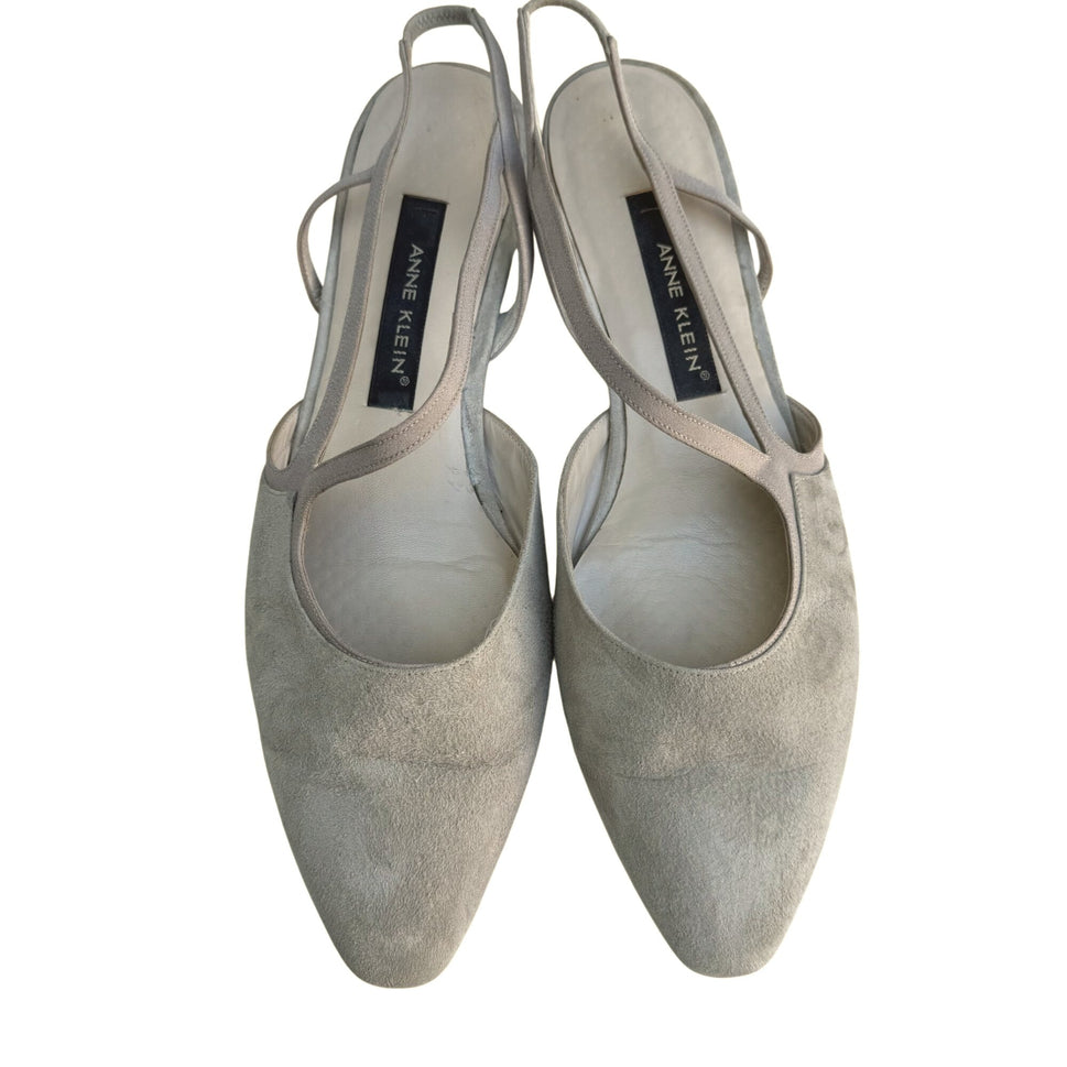 Anne Klein Womens Stone Suede Leather Slingback Round Toe Flats With Box 11B