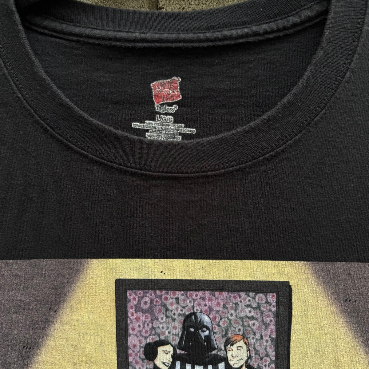 Hanes Star Wars Parody Han Solo Princess Leia Baby Wookiee Graphic Tee Mens L