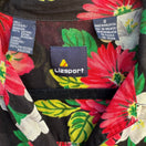 Switch Lizsport Vintage Womens S Short Sleeve Button Up Tropical Floral Shirt Black Red 2 image
