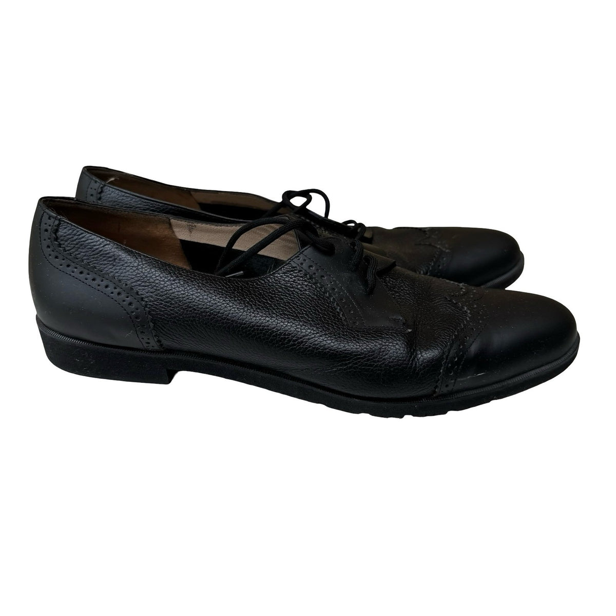 Salvatore Ferragamo Wingtip Brogue Oxford Italian Luxury Leather Black Womens 11
