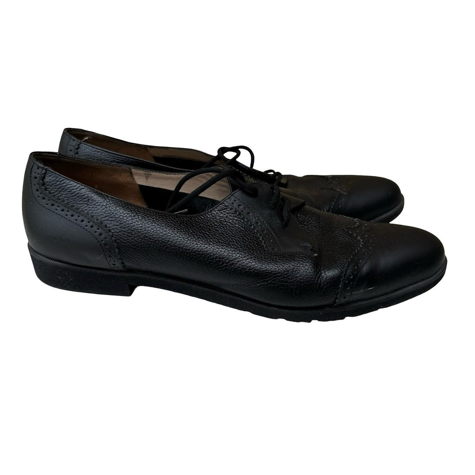 Salvatore Ferragamo Wingtip Brogue Oxford Italian Luxury Leather Black Womens 11